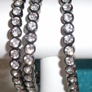 CHICO'S BLACK FAUX TENNIS STRETCH BRACELET SET OF 3 NEW